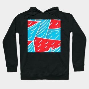 Abstract nautical seamless pattern in blue and red Hoodie